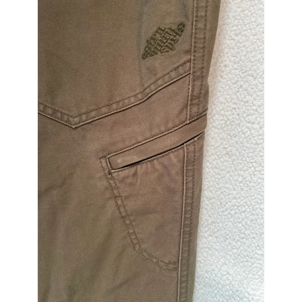 90s Eastern Mountain Sports Mens 38‎ Hiking Pants Brown Canvas Belted Cargo